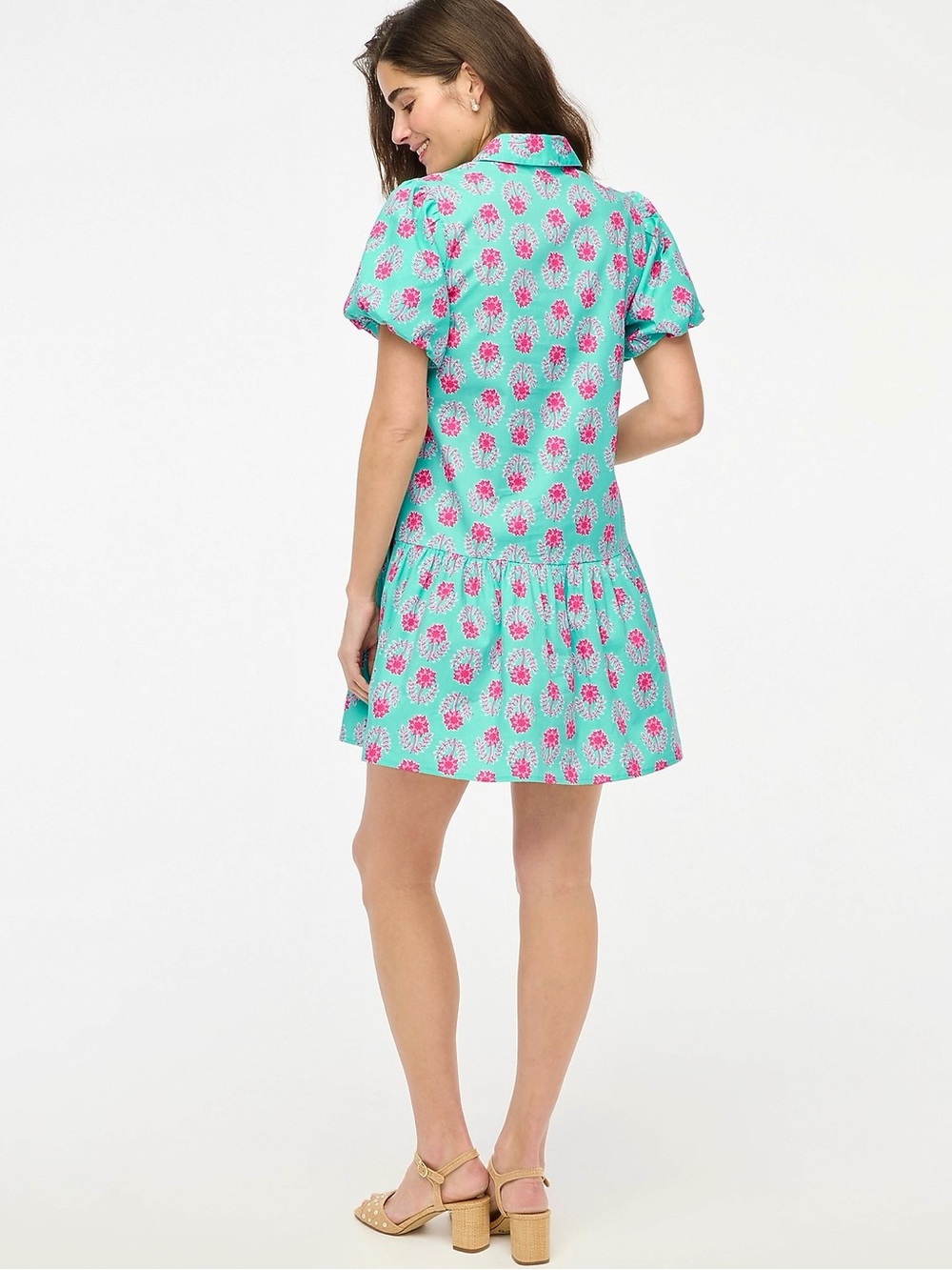 J.Crew Factory CI191 Bubble Sleeve Mini Dress Floral Pockets Size 8 SP25 - Picture 2 of 16